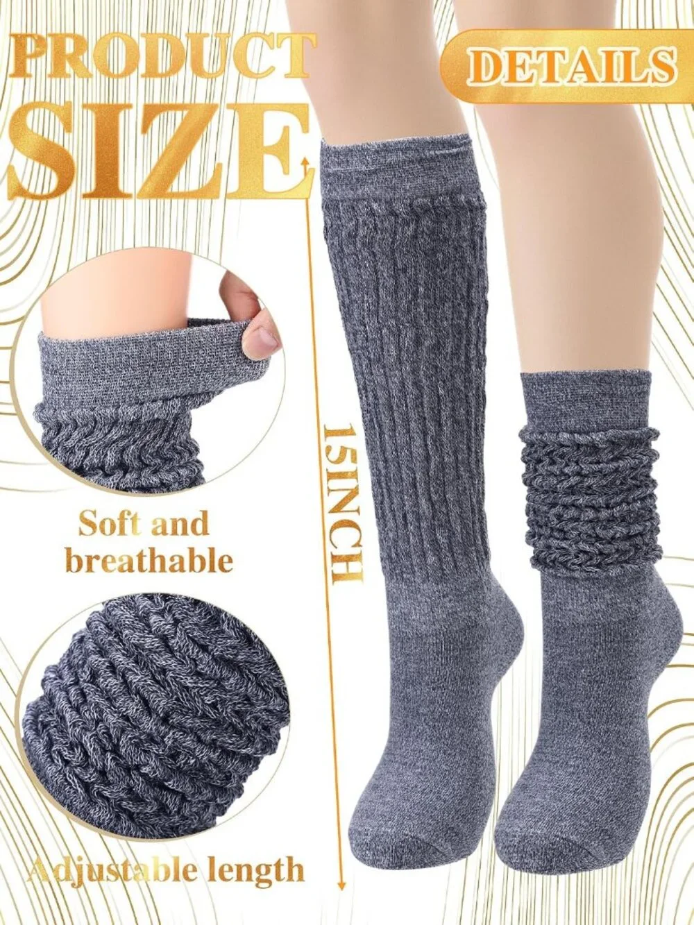 🧦Women's Black Brown 4 Pairs Neon Slouch Socks Scrunch Socks Athletic Slouchy